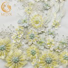 Славные цветки 3D освещают - желтые типы ширины ткани 140cm шнурка Bridal шнурка